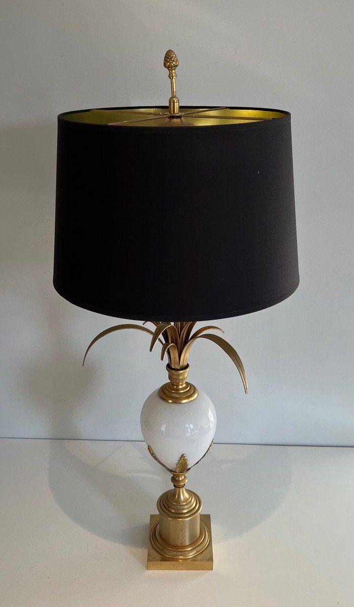 White Opaline And Nickel Ostrich Egg Lamp In The Taste Of Home Charles