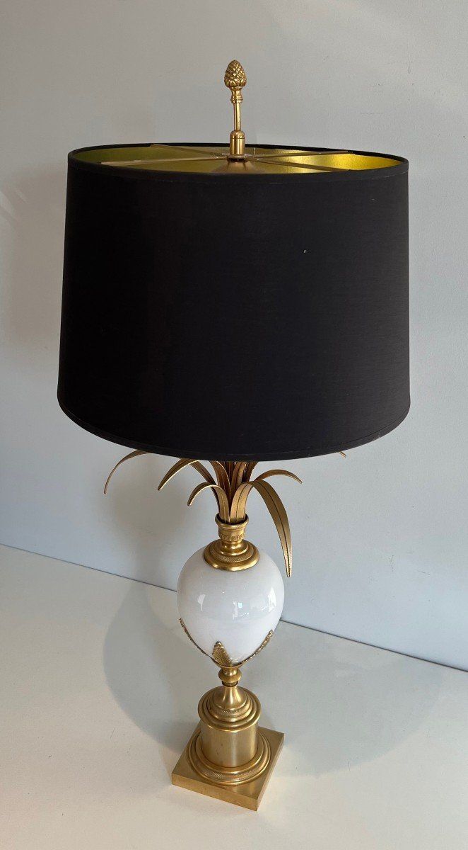 White Opaline And Nickel Ostrich Egg Lamp In The Taste Of Home Charles