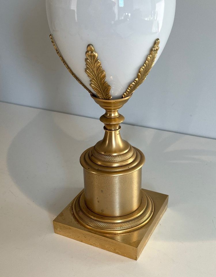 White Opaline And Nickel Ostrich Egg Lamp In The Taste Of Home Charles