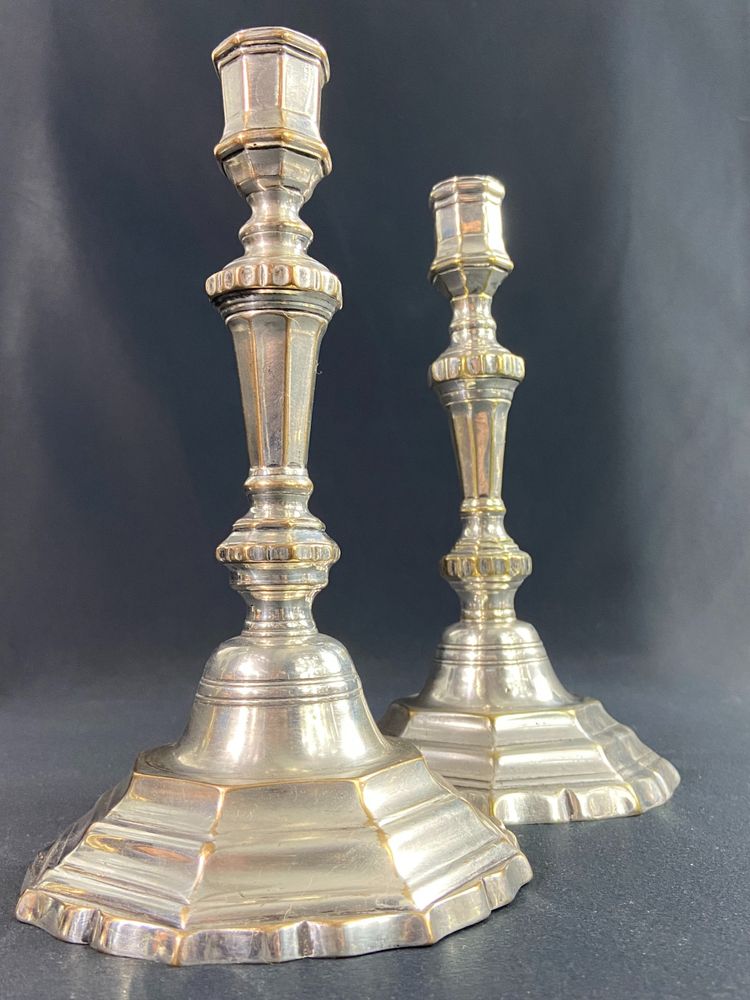 Pair of 18th Regency silver-plated bronze candlestick torches