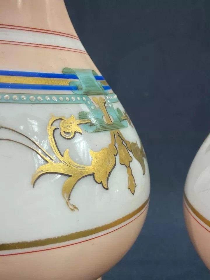 Pair of Old Paris porcelain lamps on bronze Louis-Philippe period 1830