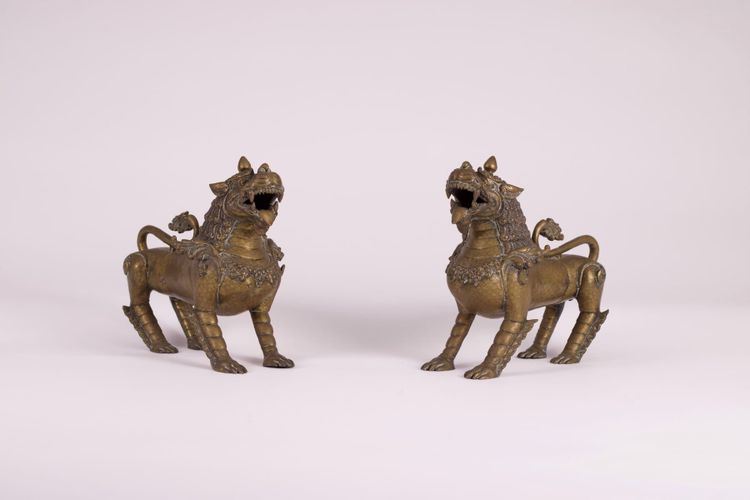 Pair Of Nepalese Simha Guardian Lions