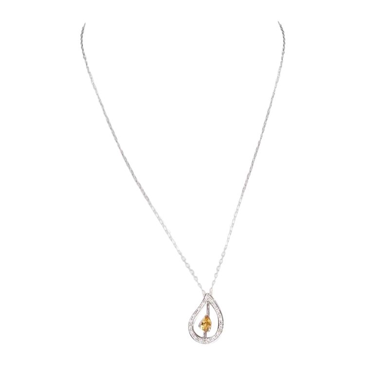 Necklace in white gold, citrine and diamonds