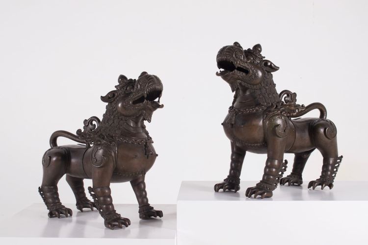 Coppia di leoni delle nevi di Simha Gardiens
