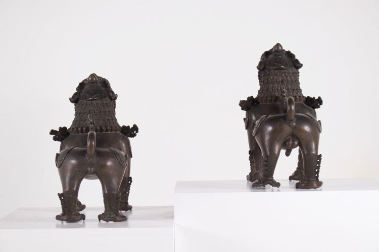 Coppia di leoni delle nevi di Simha Gardiens