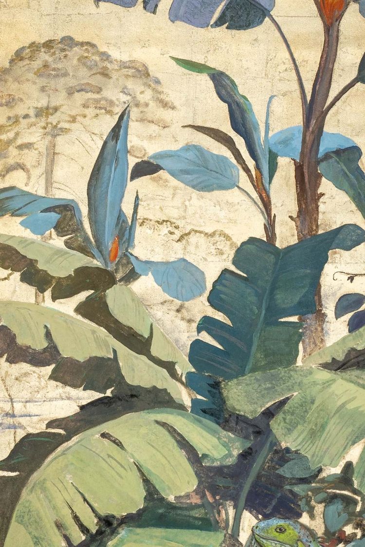 Painted canvas. Toucan on a leafy background. Contemporary work. LS60301260A
