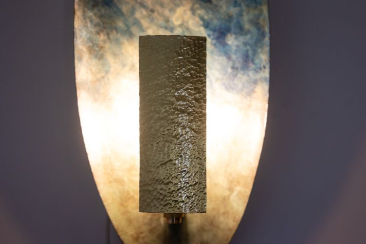 Pair of sconces in patinated brass. Contemporary work. LS60781267Y