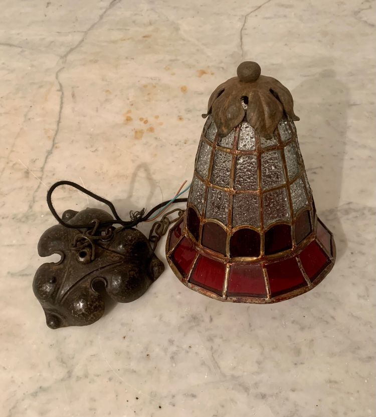 Small stained-glass hanging lamp