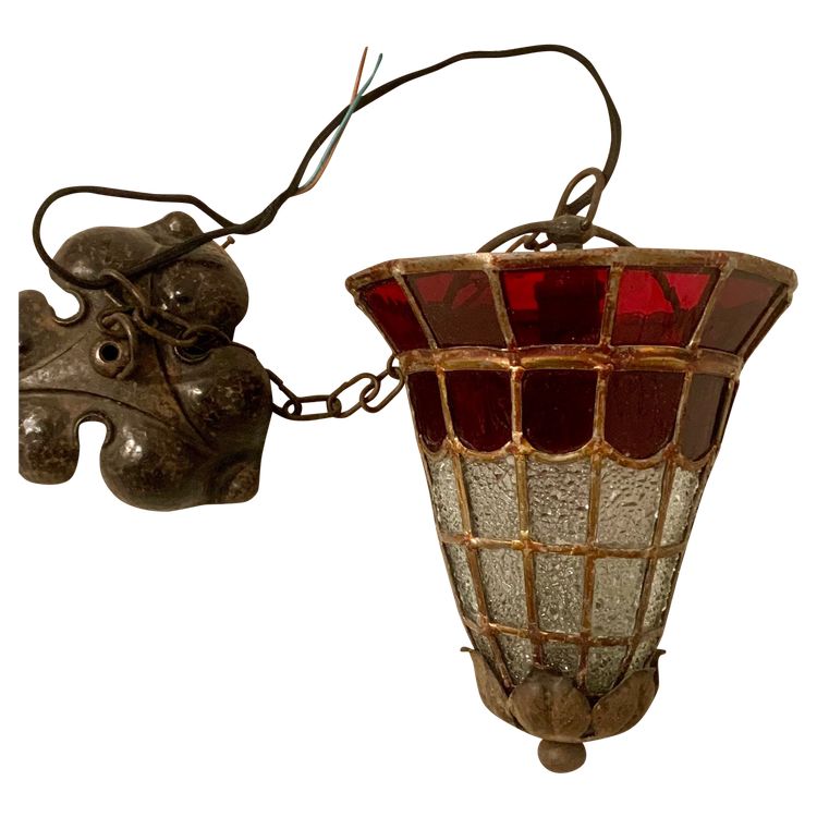 Small stained-glass hanging lamp