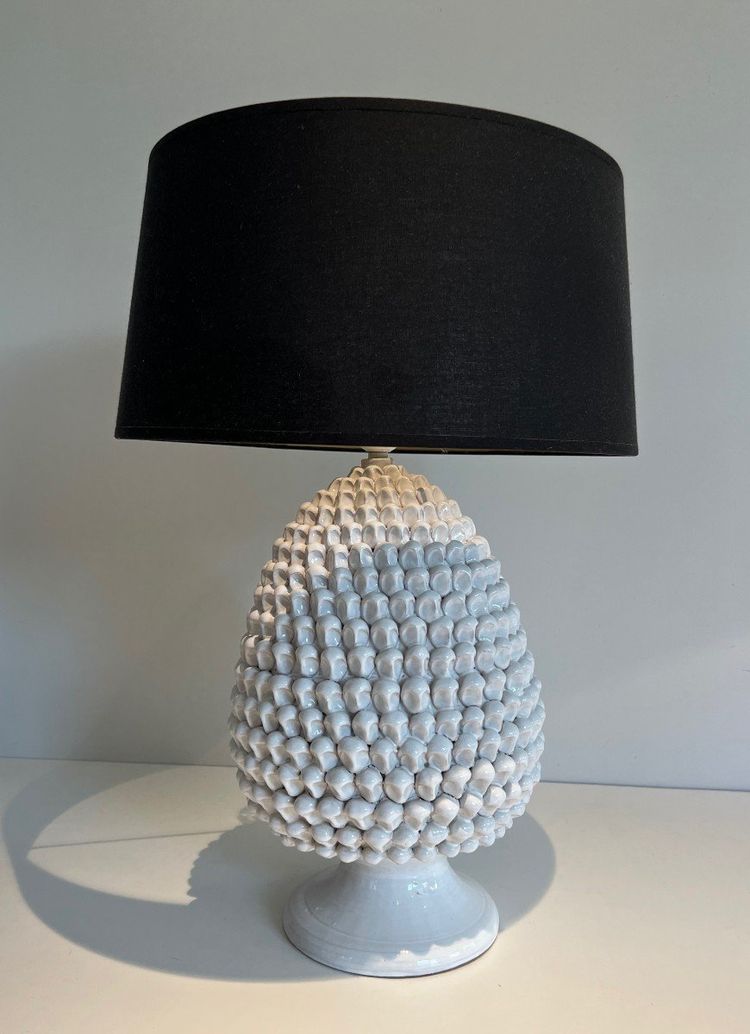 Pair of Important Ceramic Lamps. French work. Circa 1970