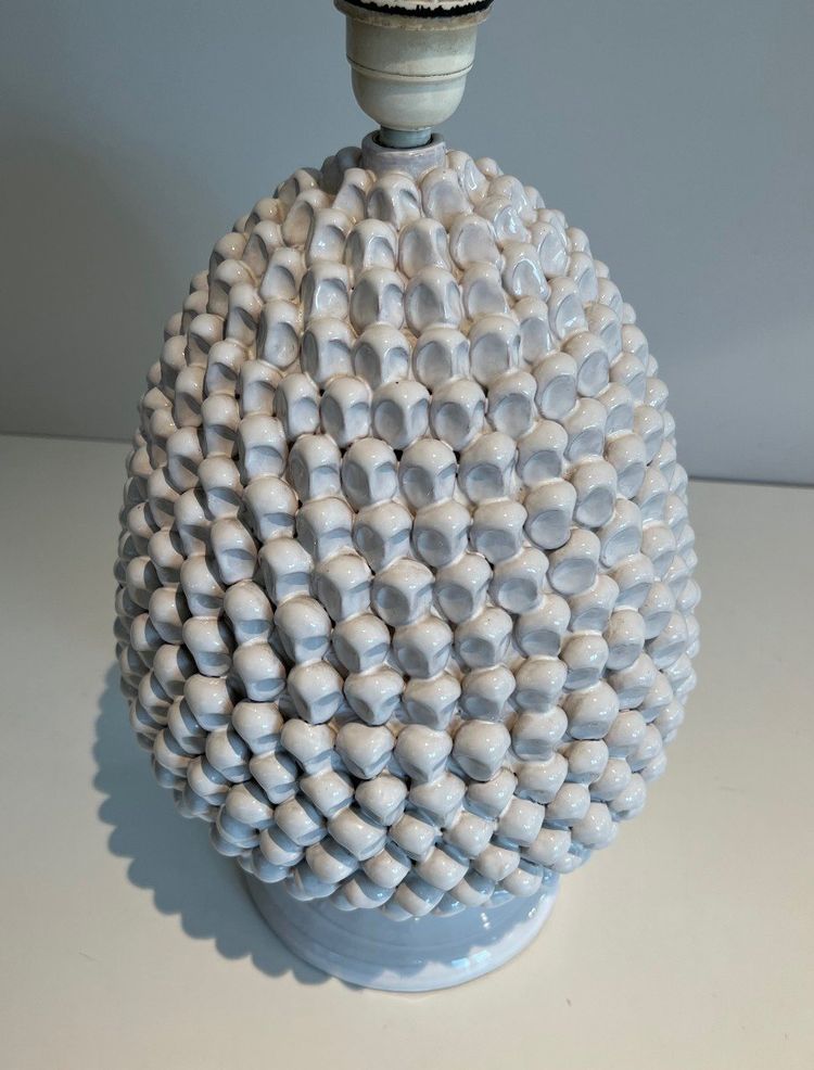 Pair of Important Ceramic Lamps. French work. Circa 1970