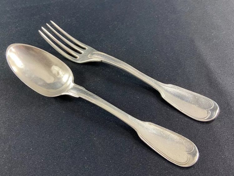 Louis XV silver flatware, fork, spoon, fillet, cock 1798-1809