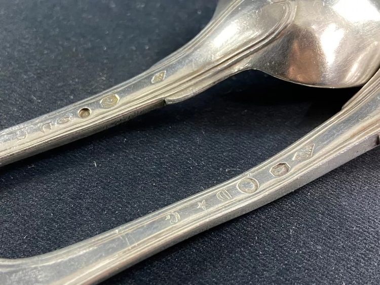Louis XV silver flatware, fork, spoon, fillet, cock 1798-1809