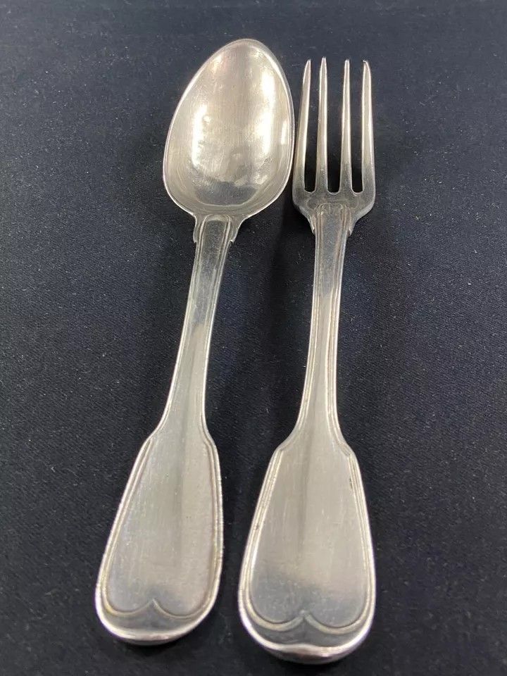 Louis XV silver flatware, fork, spoon, fillet, cock 1798-1809