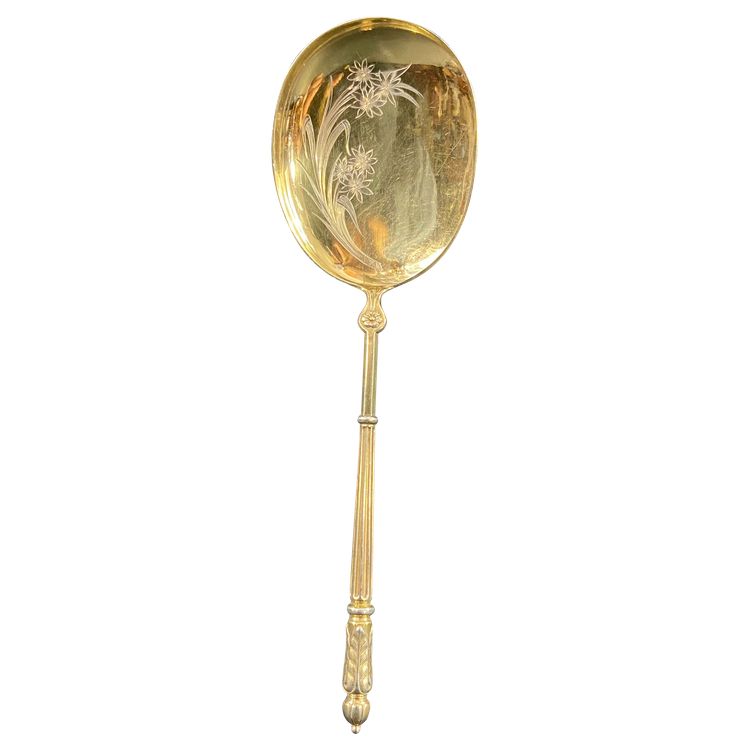 Regency-style ice-cream scoop in silver vermeil signed PUIFORCAT