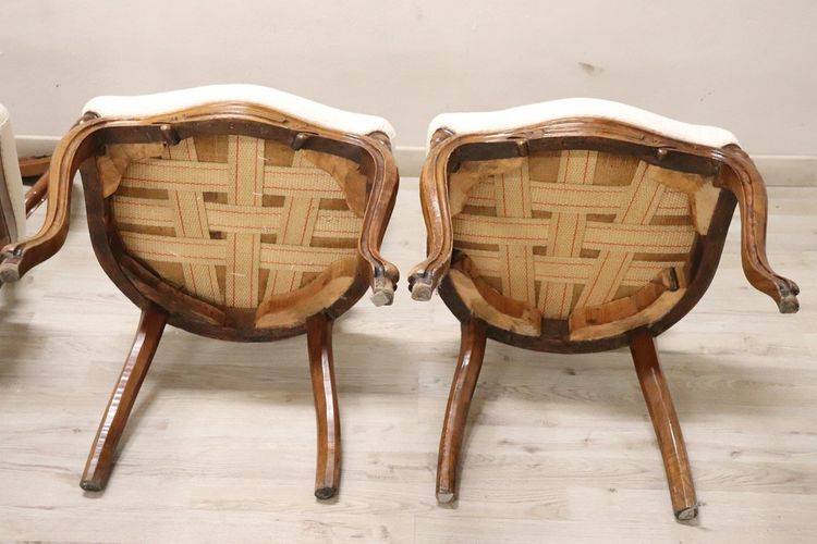 Dining Chairs in Carved Walnut, Mid-19th Century