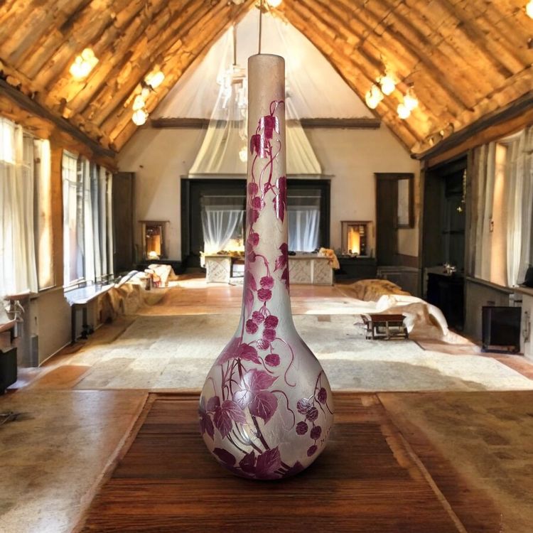 IMPORTANT OVOIDE VASE SIGNIERT LEGRAS IN GIEFERGLAS MIT MÛRIERDECK 65 CM HOCH