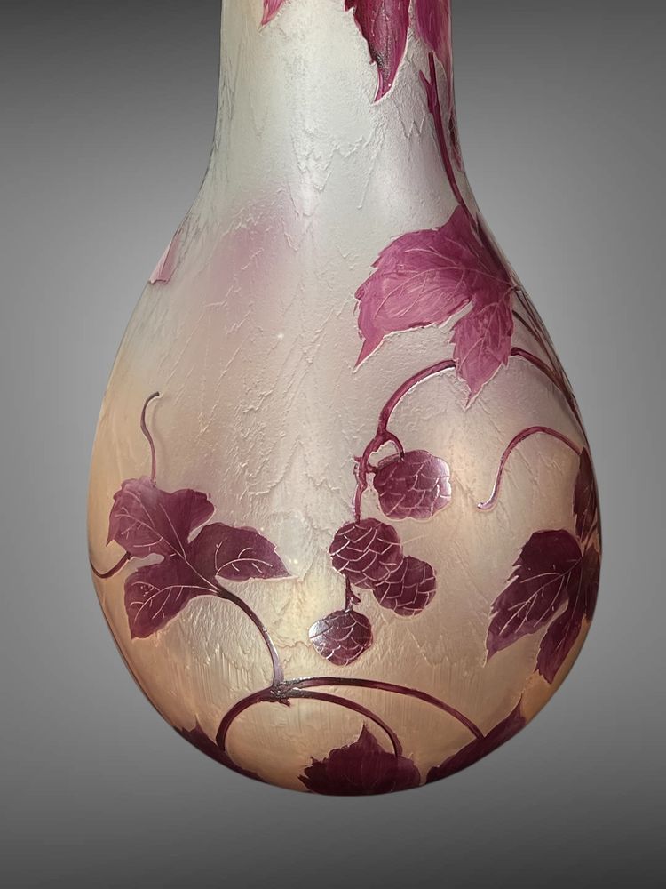 IMPORTANT OVOIDE VASE SIGNIERT LEGRAS IN GIEFERGLAS MIT MÛRIERDECK 65 CM HOCH