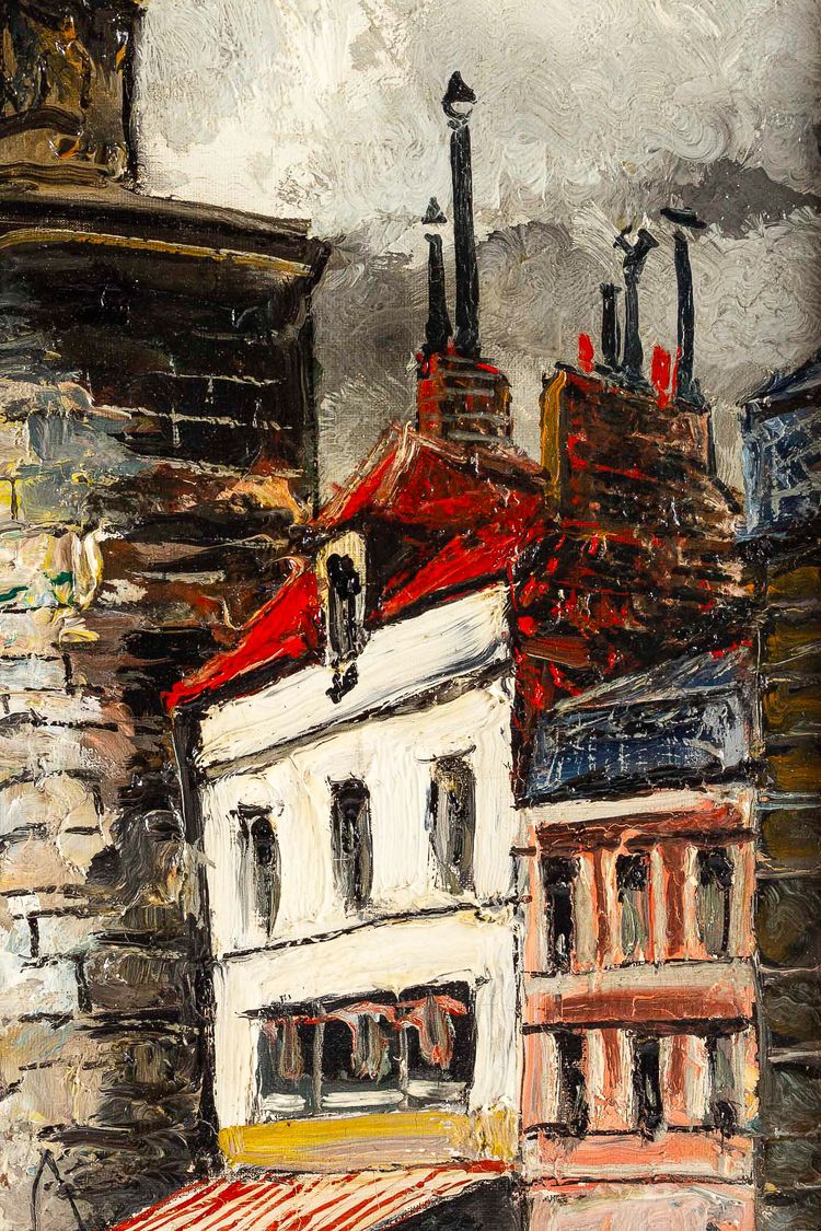 Franck Will (1900-1951) Place de la Grosse Horloge a La Rochelle olio su tela 1925-1930 ca.
