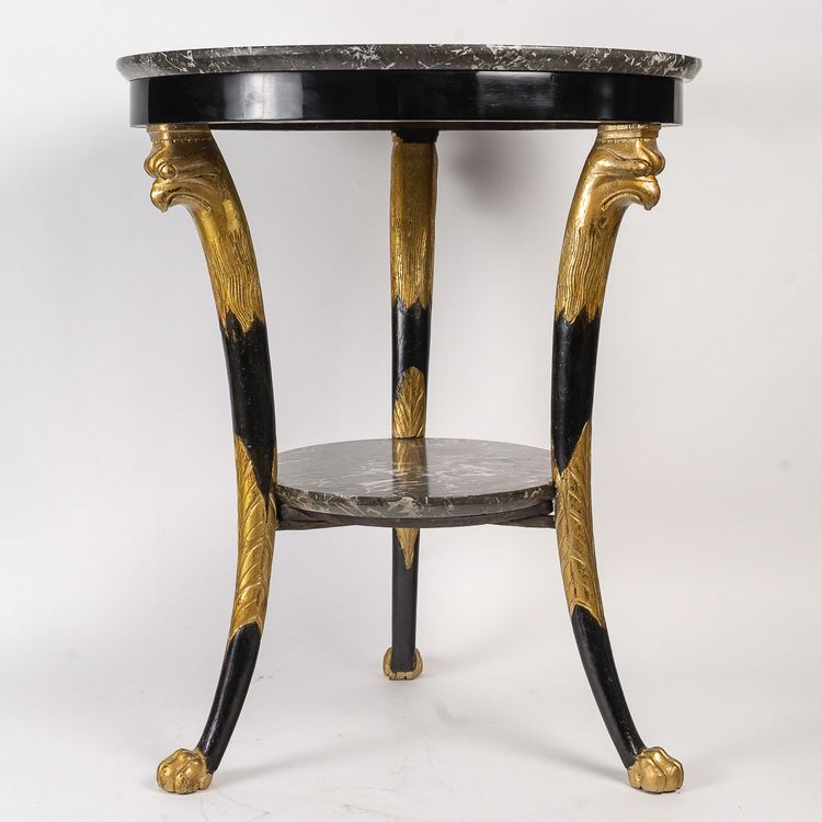 Black lacquered pedestal table decorated with eagle heads Consulat period (1799-1804)
