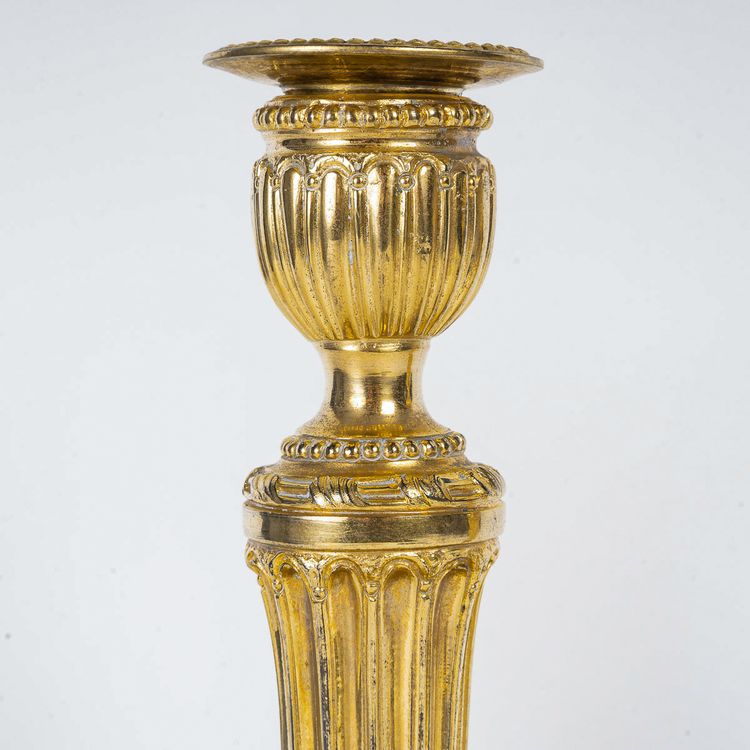 Pair of chiseled gilt bronze candlesticks Louis XVI period circa 1780