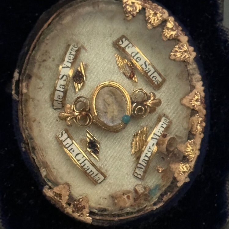Reliquary 19th century Ste Vierge Ste J. de Chantal St F. de Sales Marg-Marie