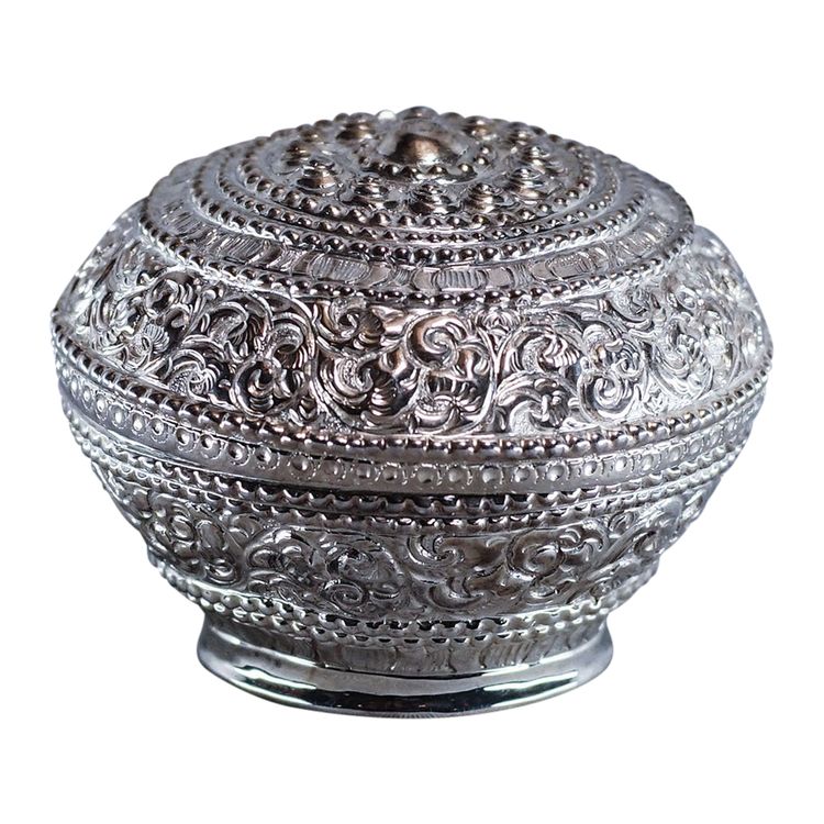 Scatola rotonda in argento betel lime Burma 60g