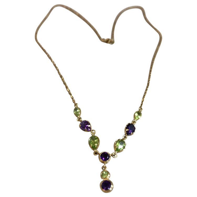 Collier Améthyste et péridots