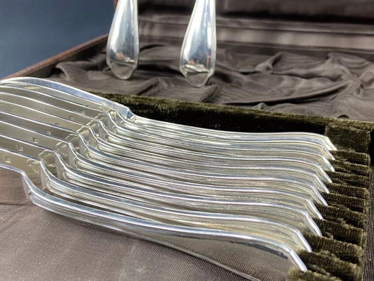Servizio di pesce Luigi XV Ravinet d'Enfert in argento con filetto di violino