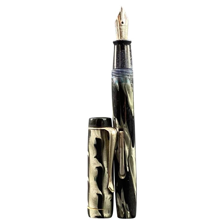 Unic 1940 vintage grey marbled fountain pen