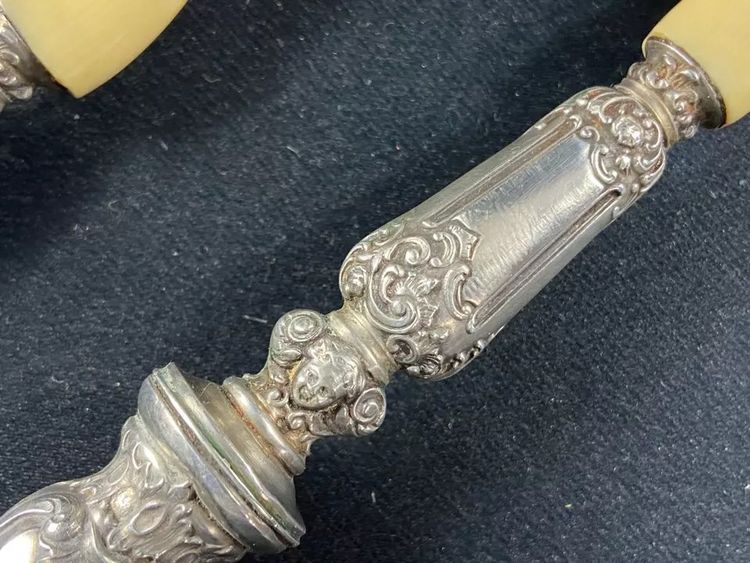 Regency silver salad set with cherubs' heads décor