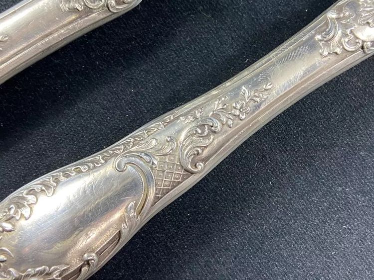 Regency silver salad set with cherubs' heads décor
