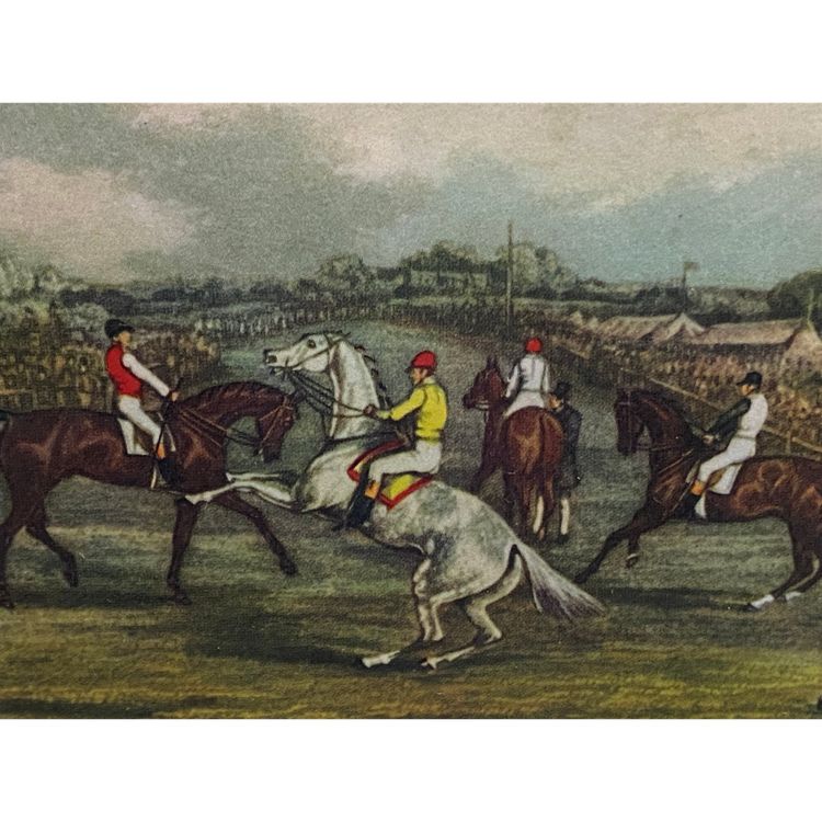 Englischer Stich 19. Jahrhundert Ready for a canter Reiten Pferderennen Pferderennen Pferd
