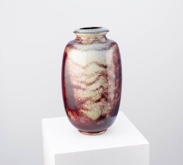 Vase en grès à couverte sang-de-bœuf - Michel Lanos