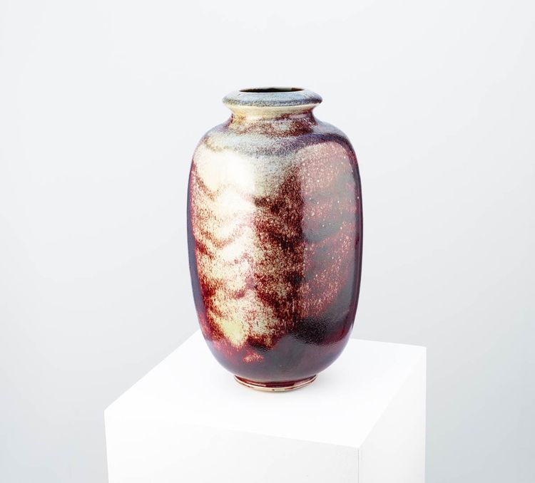 Vase en grès à couverte sang-de-bœuf - Michel Lanos