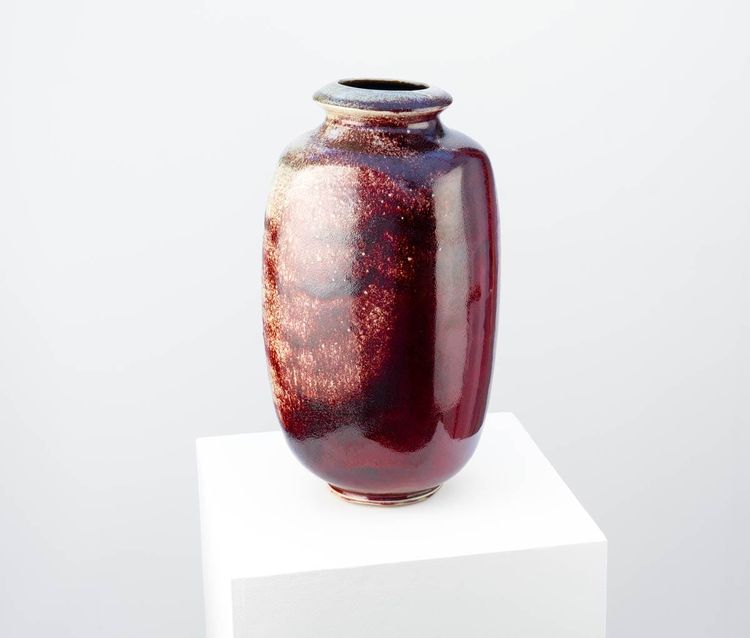 Vase en grès à couverte sang-de-bœuf - Michel Lanos