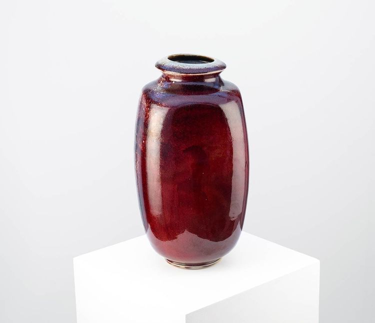 Vase en grès à couverte sang-de-bœuf - Michel Lanos