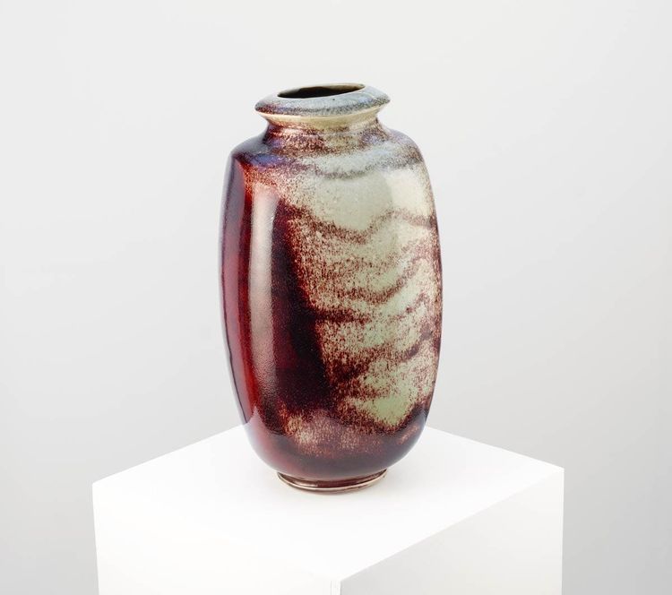 Vase en grès à couverte sang-de-bœuf - Michel Lanos