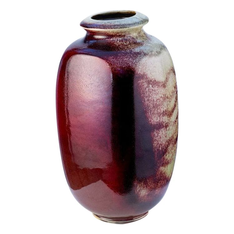 Vase en grès à couverte sang-de-bœuf - Michel Lanos