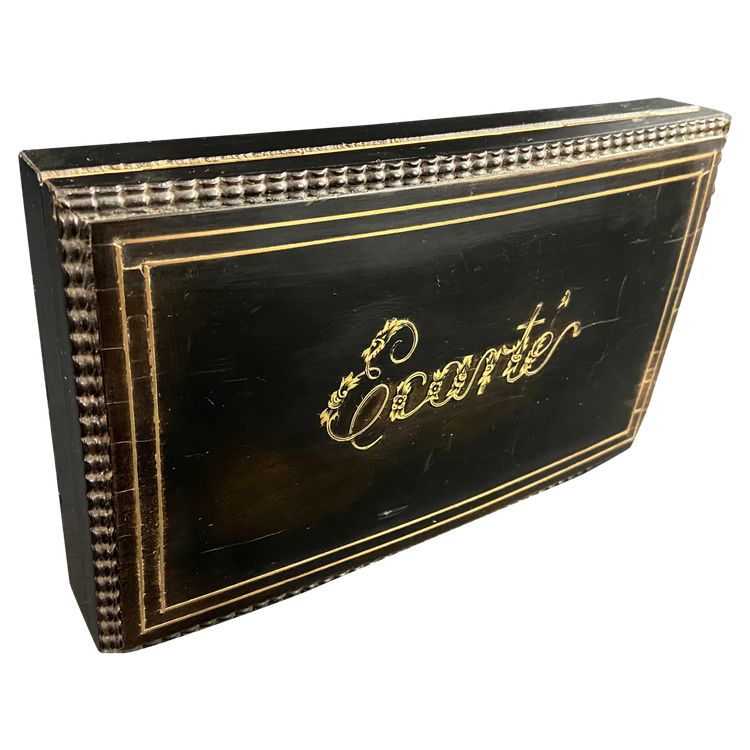 Scatola da gioco in palissandro laccato nero e ottone intarsiato Napoleone III