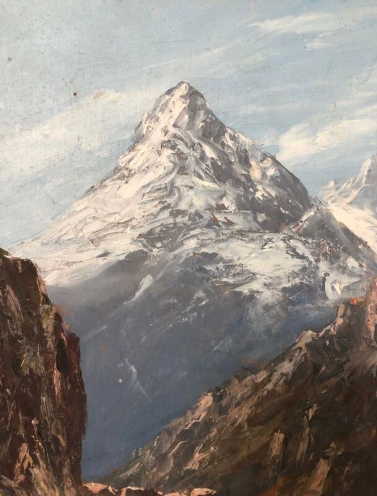 Oil on panel "Le Mont Cernin" 19th century