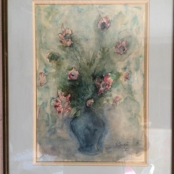 SUPERBE AQUARELLE SOUS VERRE SIGNÉE DE " A COUDERT " LE BOUQUET DE FLEURS "