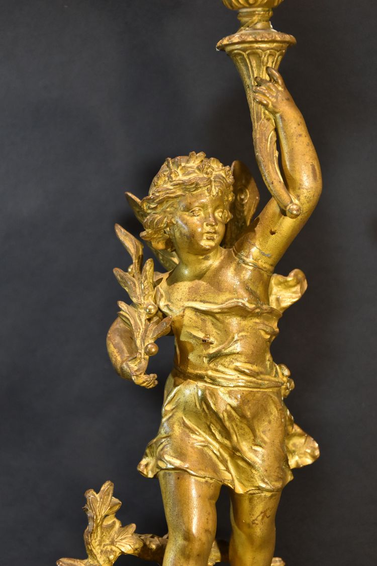 Paar Kerzenhalter Aus Bronze, Ernest Rancoulet (Bordeaux 1842 - 1905) Signatur