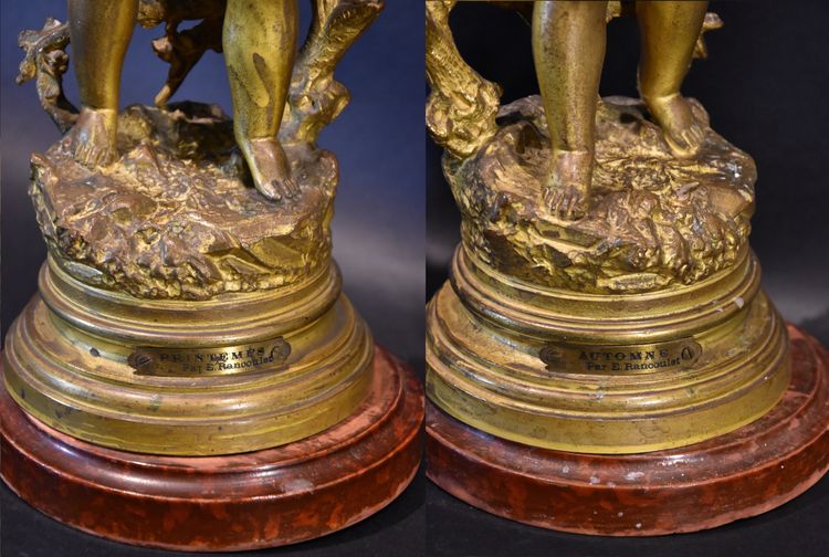 Paar Kerzenhalter Aus Bronze, Ernest Rancoulet (Bordeaux 1842 - 1905) Signatur
