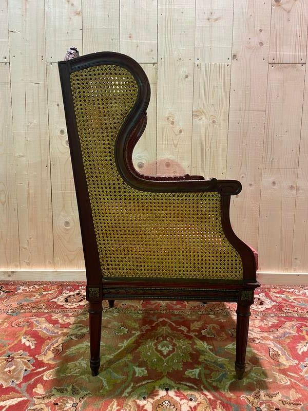 Bergère - Sessel im Louis XVI-Stil aus Rohrgeflecht