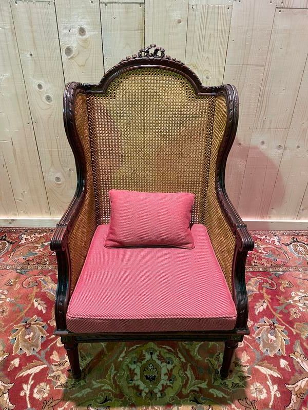Bergère - Sessel im Louis XVI-Stil aus Rohrgeflecht