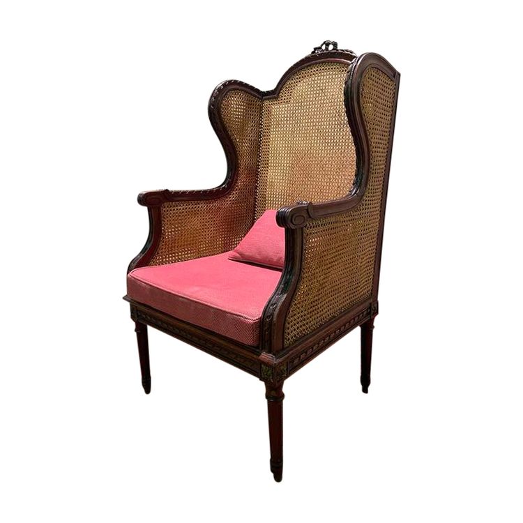 Bergère - Sessel im Louis XVI-Stil aus Rohrgeflecht