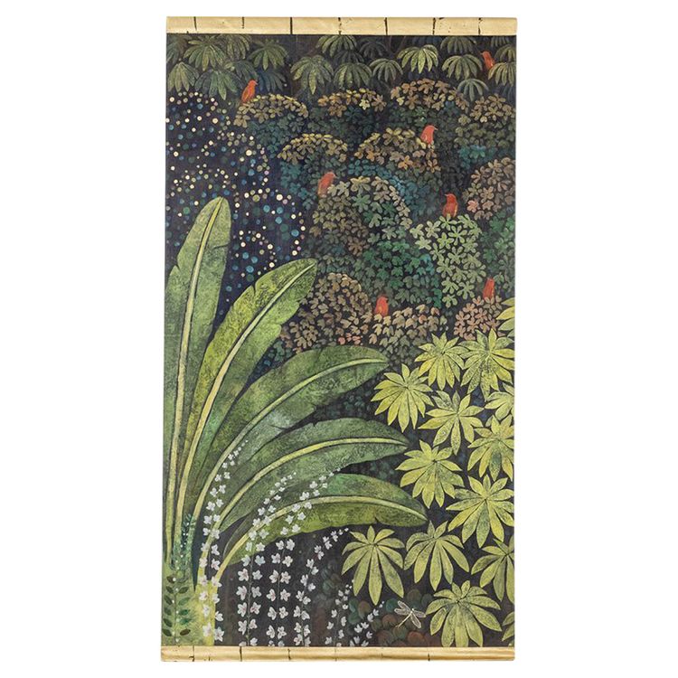 Bemaltes Leinwandbild mit der Darstellung von Vögeln in der Savanne. Zeitgenössisch. LS61301089I