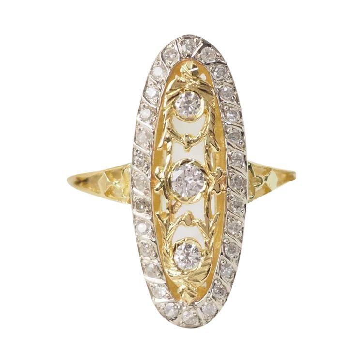 Anello Marquise in oro bicolore e diamanti