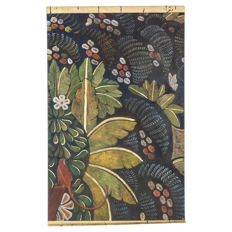 Painted canvas depicting a marmoset on a floral background. Contemporary. LS6132675Y